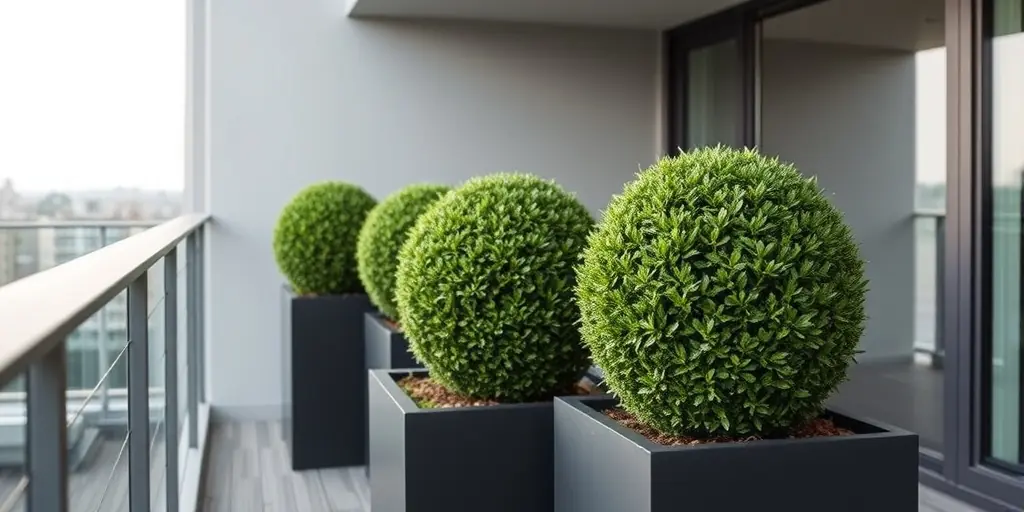 Moderner Balkon mit Kunstblumen