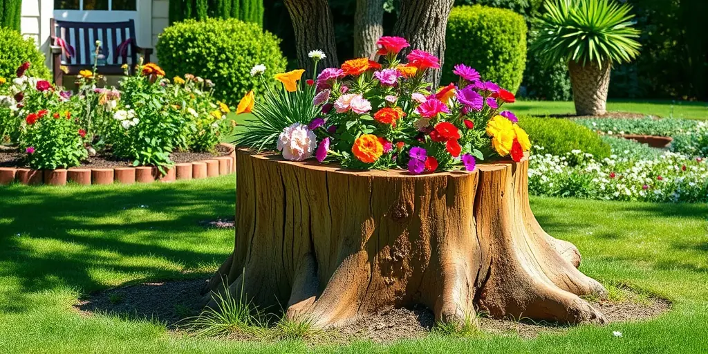 Pflanzkübel aus Baumstamm