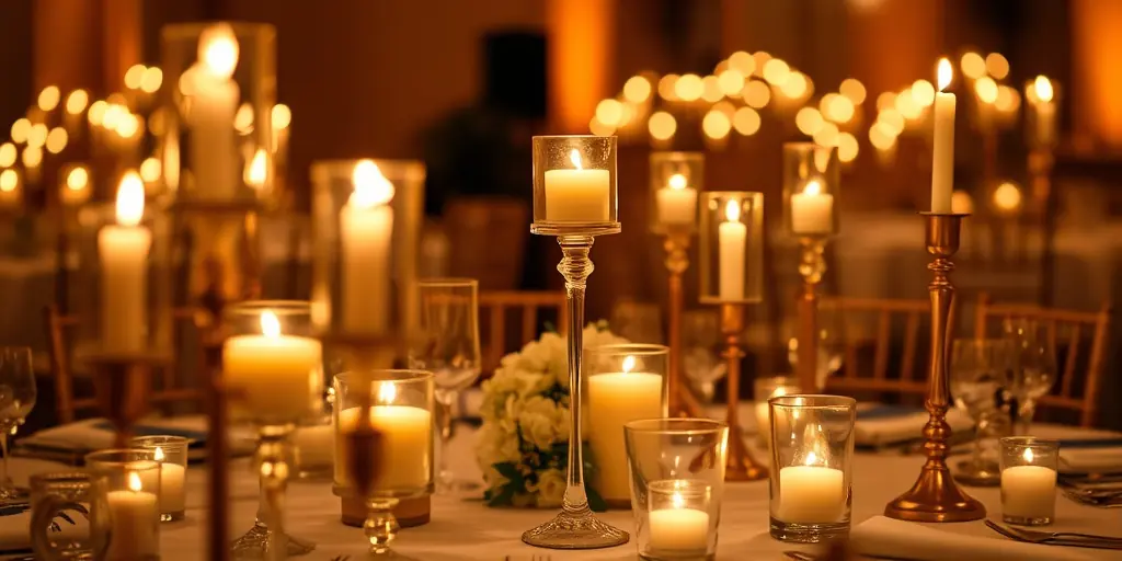 Romantisches Licht mit Kerzen und Lichterketten