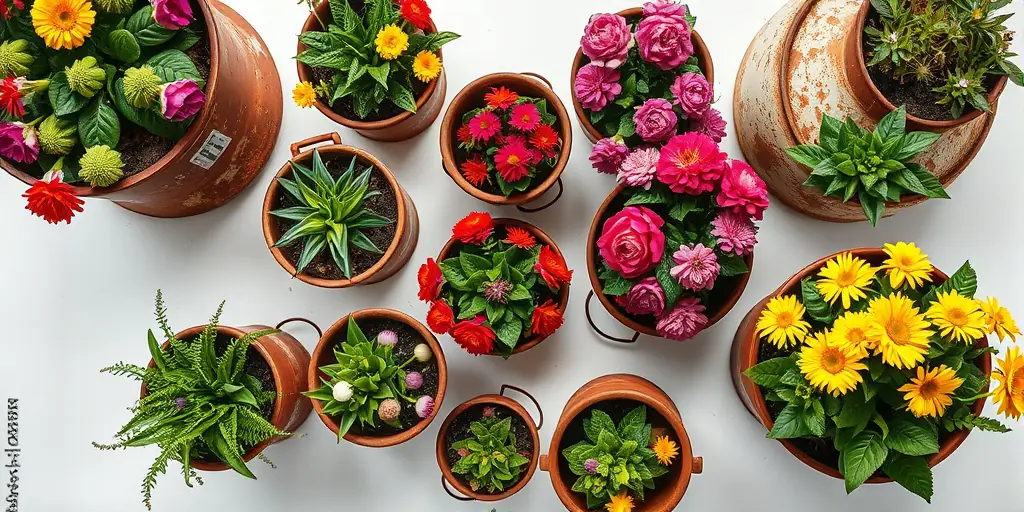 Rostige Pflanzgefäße