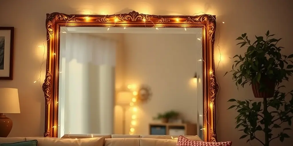 Spiegel mit Lichterketten