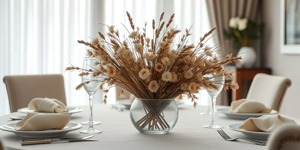 Trockenblumen als Tischdeko