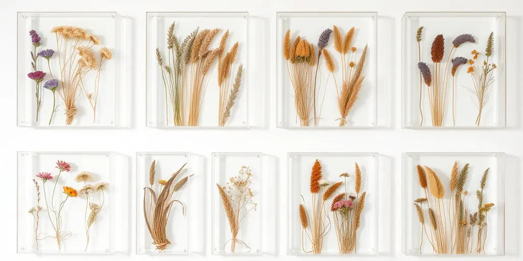Trockenblumen in Bilderrahmen