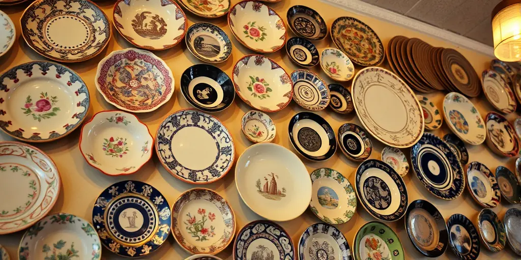 Vintage-Teller als Wanddekoration