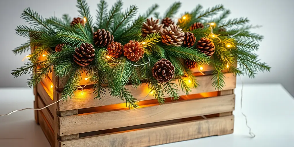 Weihnachtliche Holzkisten-Dekoration